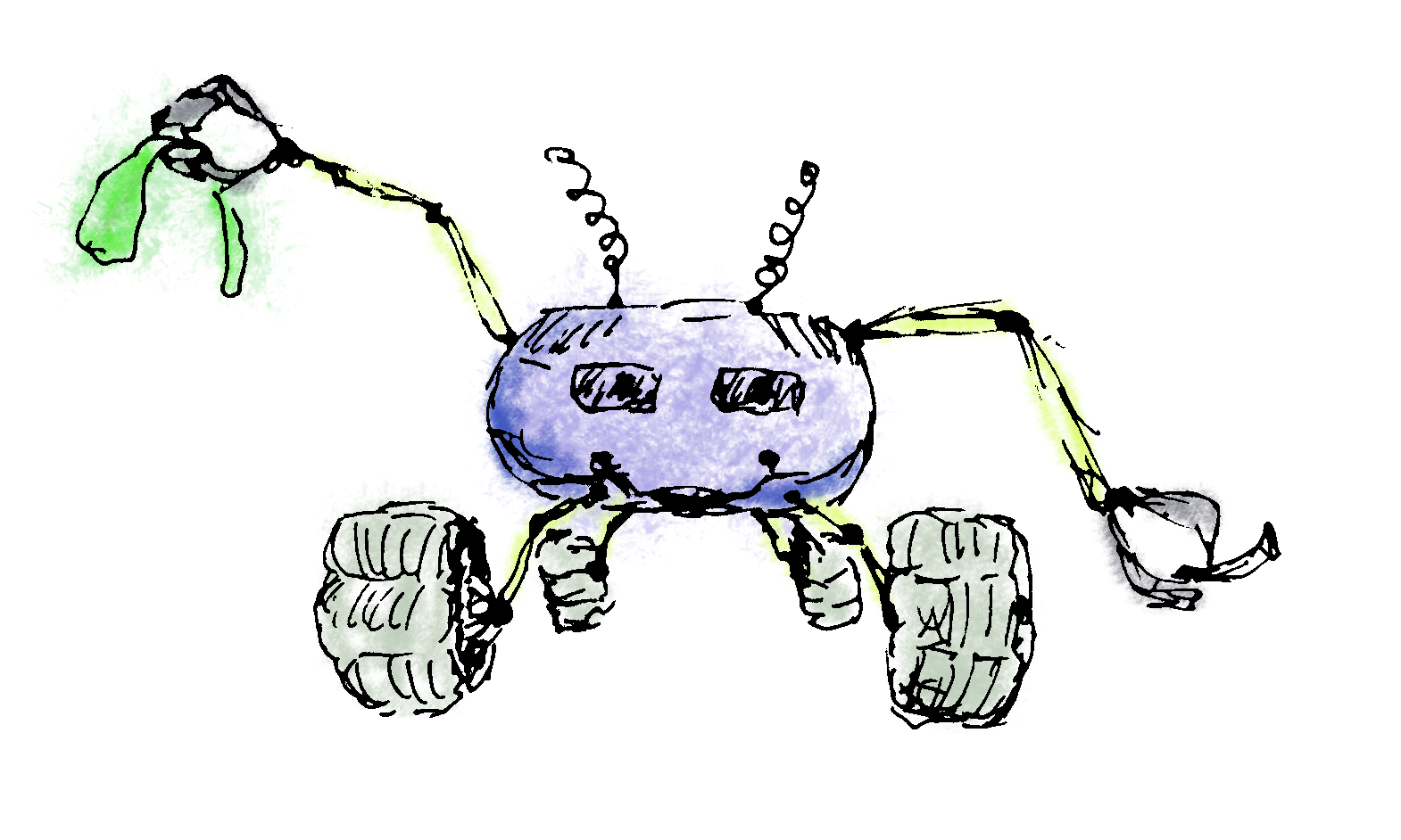 digital drawing with color of a robot